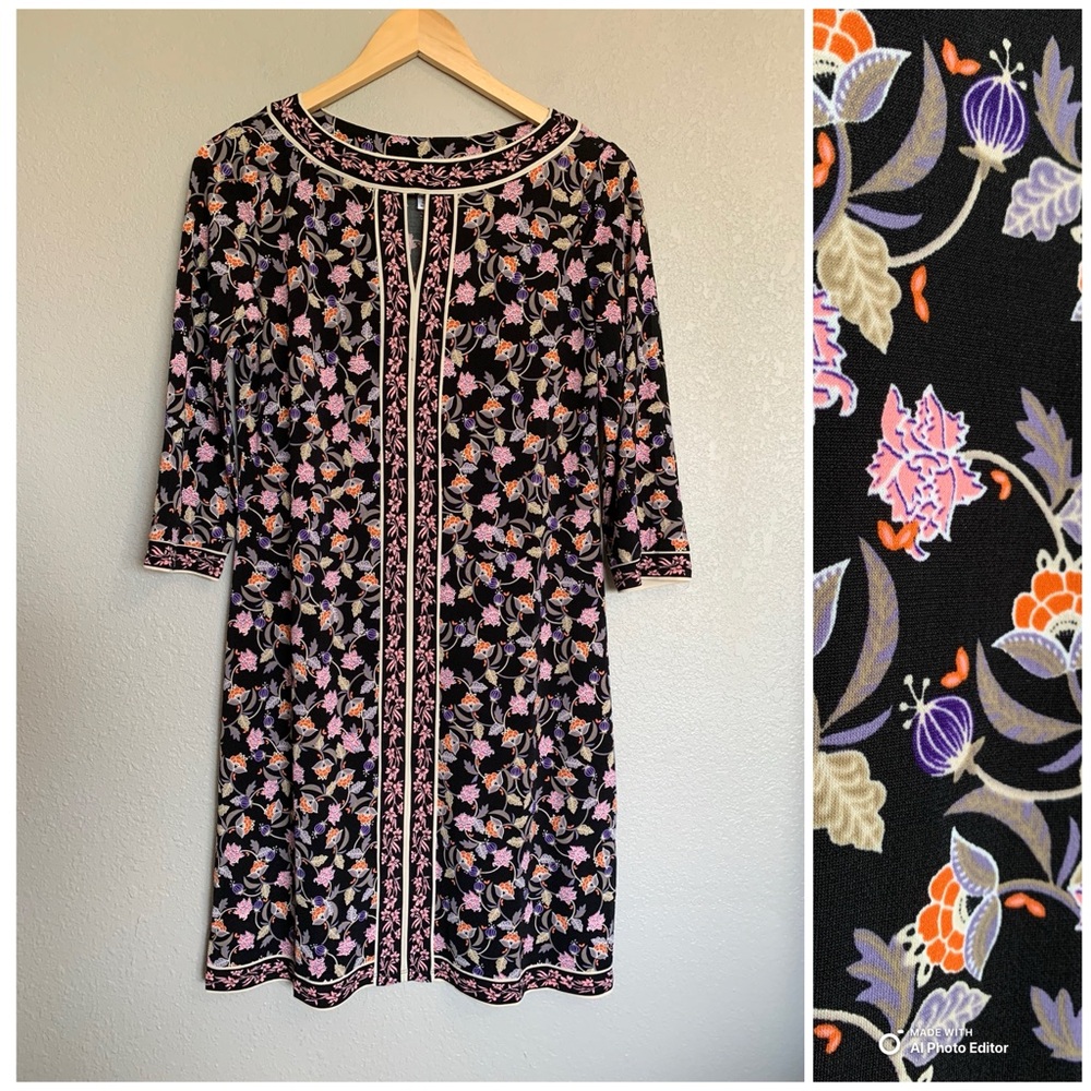 Wisp Marnie Knit Dress Size 4 Floral 3/4 Sleeve Stitch Fix NWOT